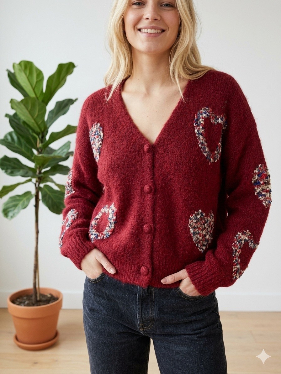 Wholesaler Graciela Paris - Vest with embossed heart prints