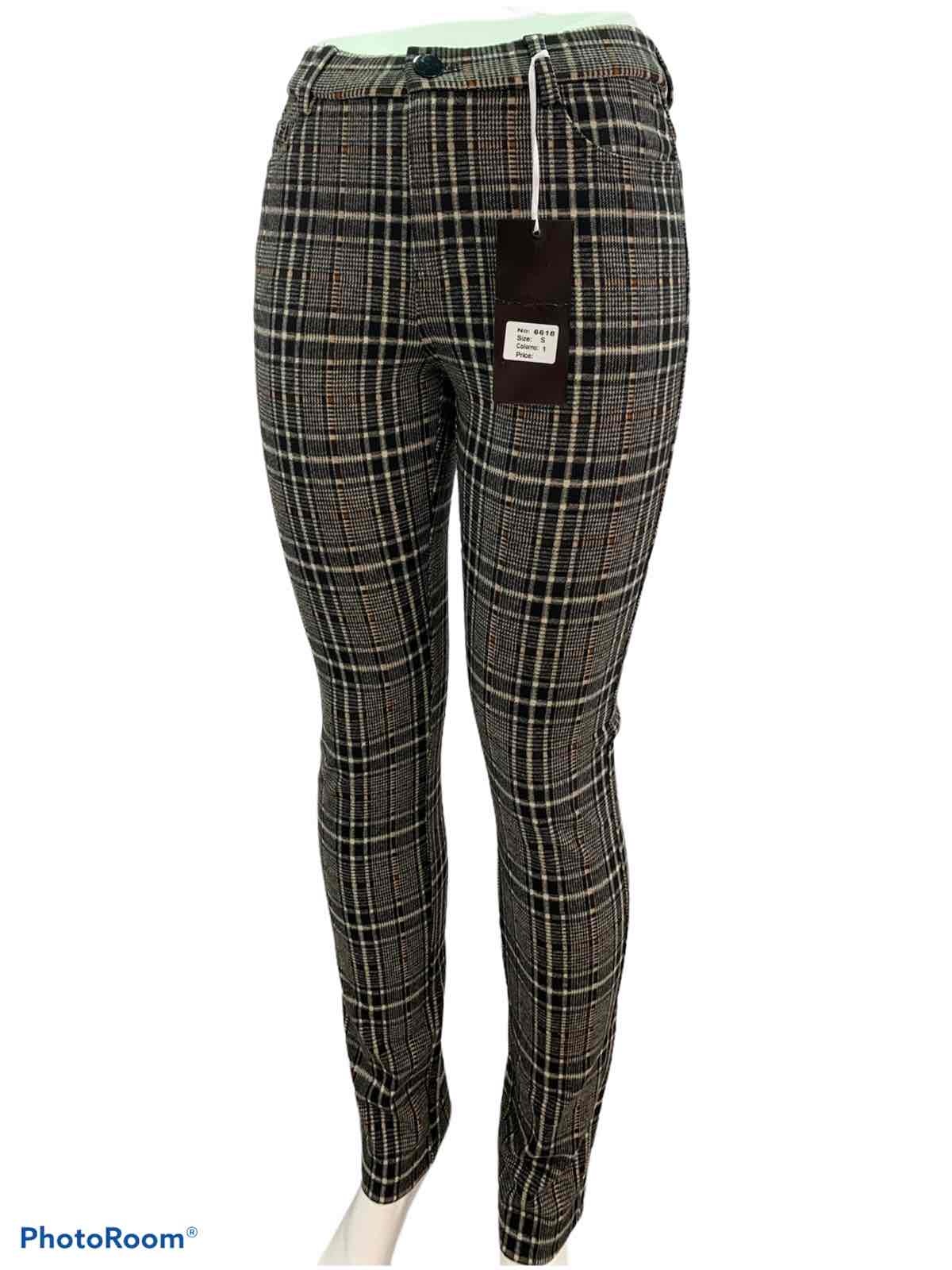 Grossista Graciela Paris - Pantaloni stretch jacquard in maglia tessuta a motivo a quadri
