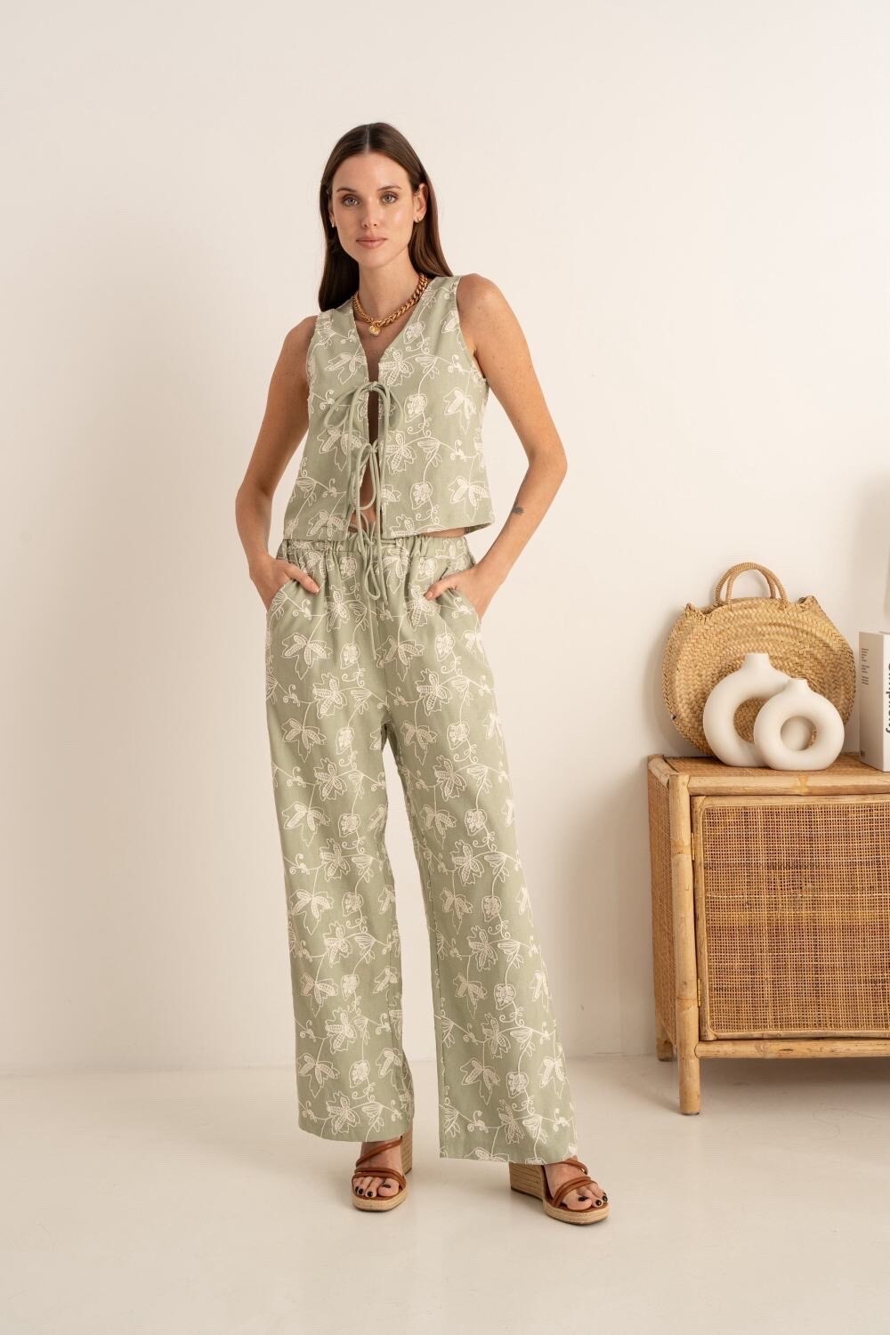 Grossista Graciela Paris - Pantaloni con ricamo abbinato con G5202
