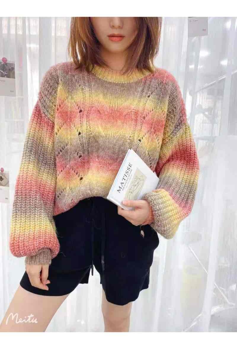 Grossiste Graciela Paris - Pull en tie and dye. manches bouffantes. col rond