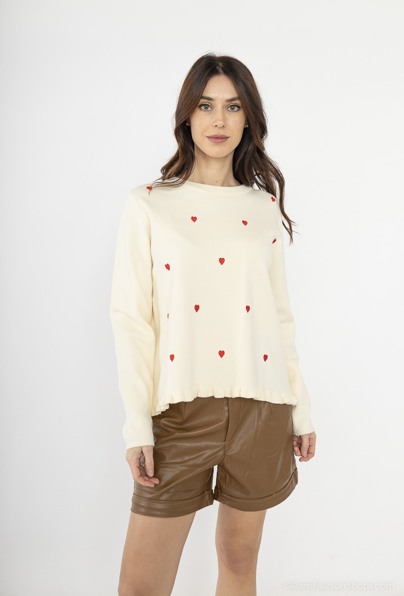 Großhändler Graciela Paris - Leichtes Sweatshirt mit Herzstickerei