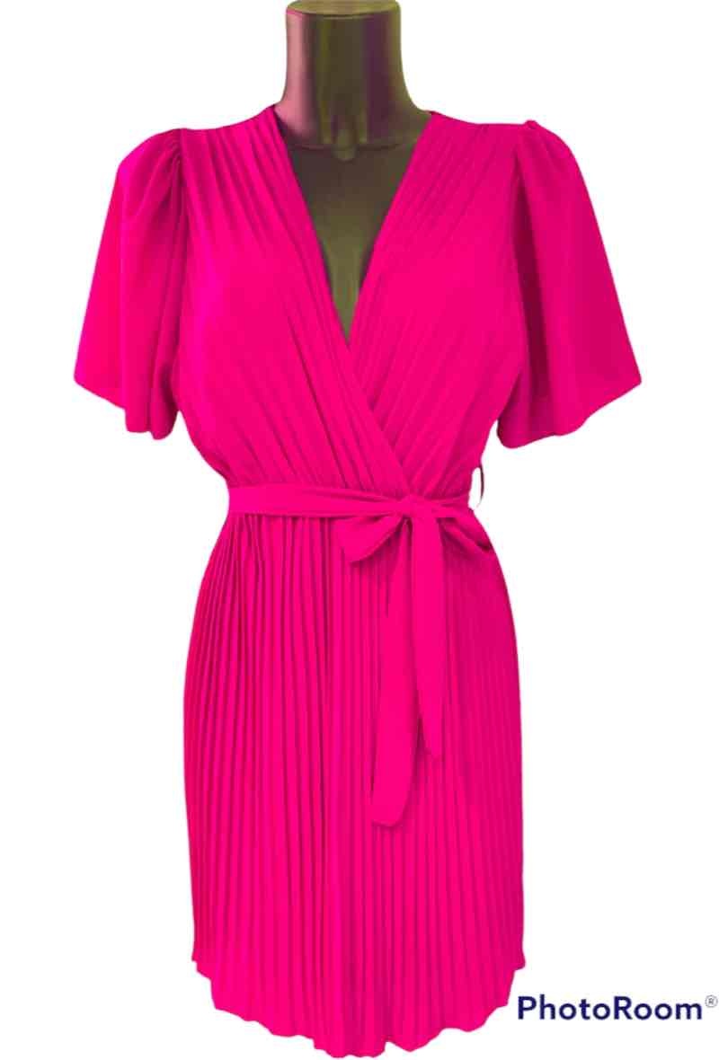 Grossiste Graciela Paris - Robe courte plissée. manches courtes volantées