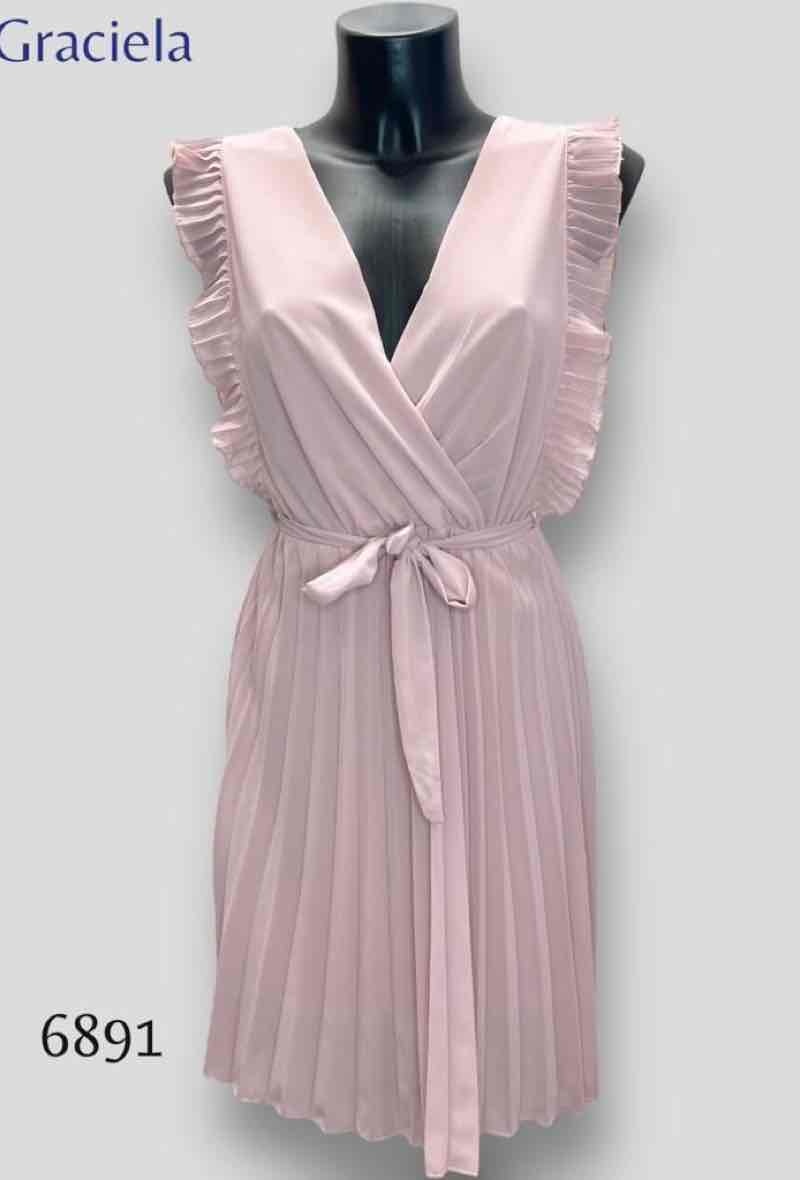 Grossiste Graciela Paris - Robe courte unie plissée. sans manches