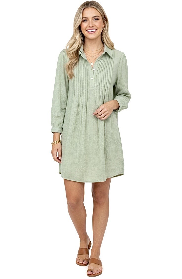 Grossista Graciela Paris - Abito tunica in chiffon di cotone. colletto da camicia