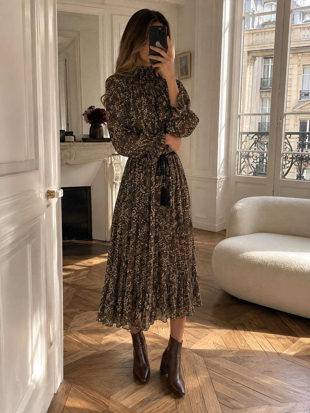 Großhändler Graciela Paris - Langes, fließendes Kleid mit Blumenmuster