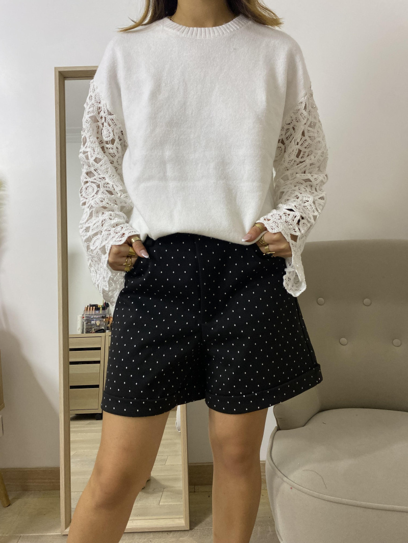 Grossiste Graciela Paris - Short uni avec imprimé pois