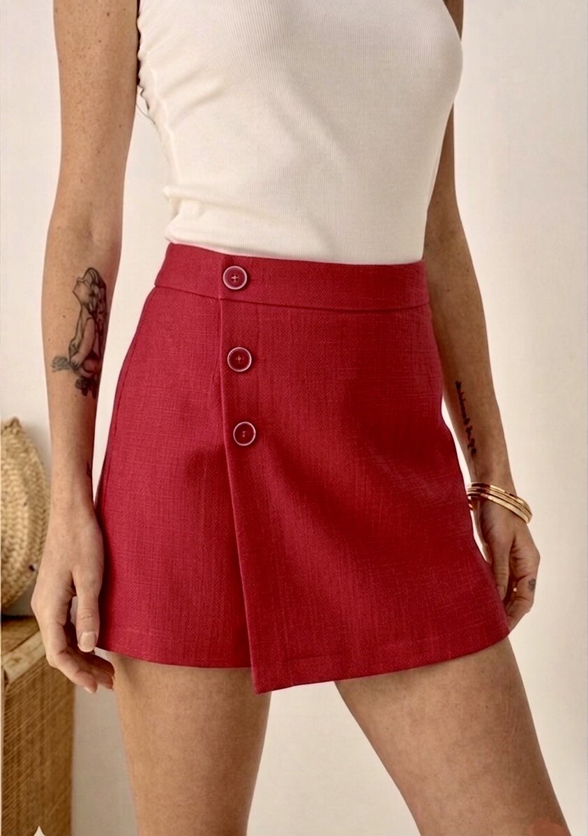Grossiste Graciela Paris - Jupe short à 3 boutons assortis sur le côté