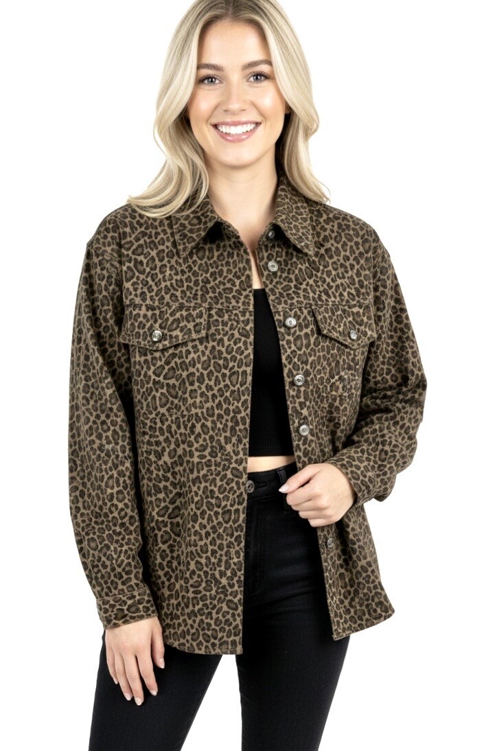 Grossista Graciela Paris - Giacca in denim con stampa leopardata