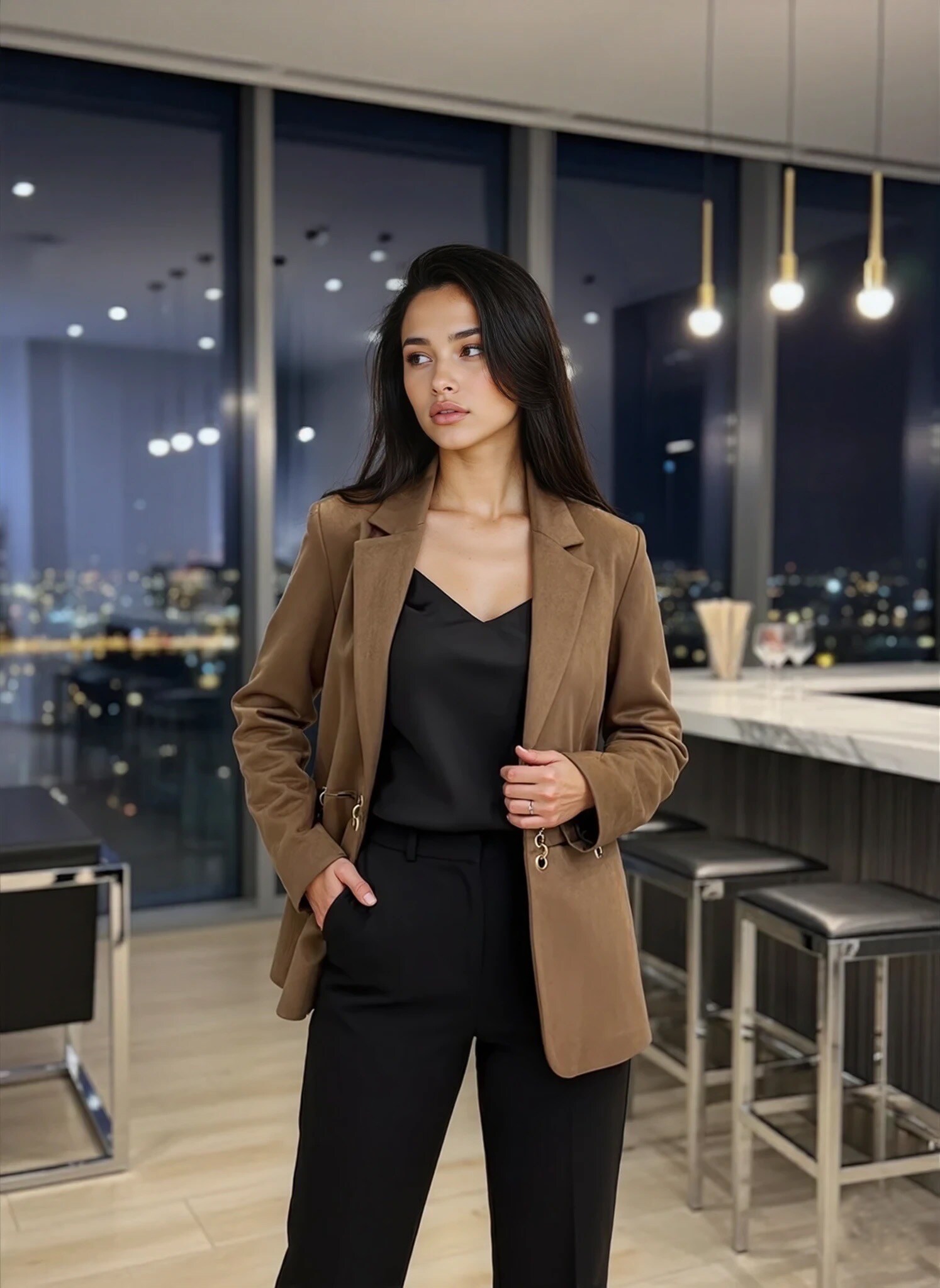 Wholesaler GUAS Collection - Suede-look blazer jacket with long sleeves