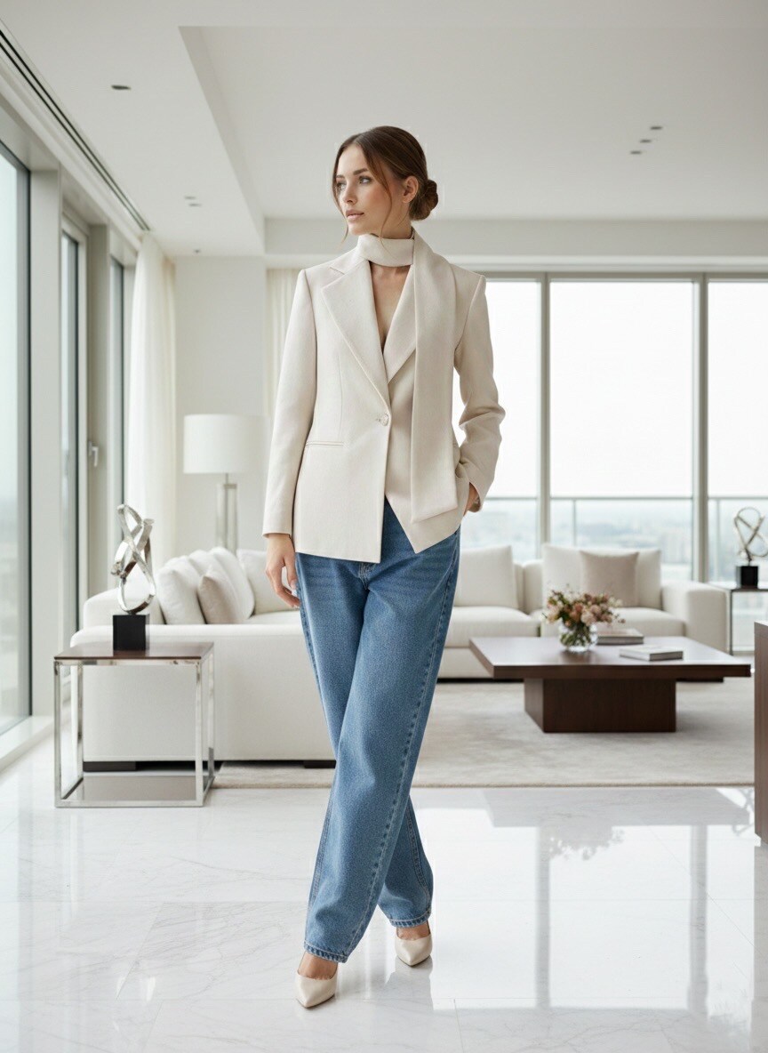 Wholesaler GUAS Collection - Tailored jacket with scarf Made in France