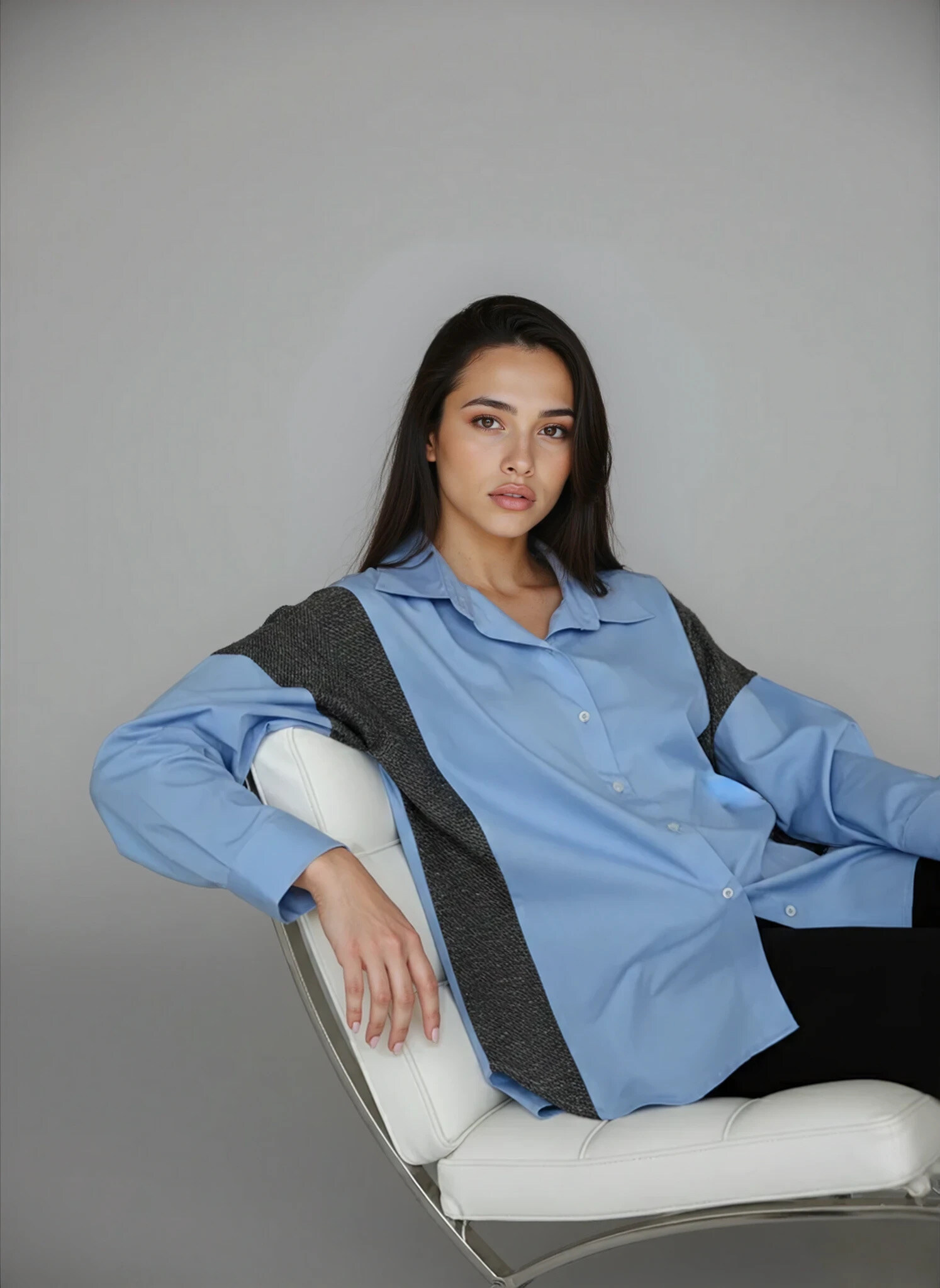 Mayorista GUAS Collection - Camisa bimateria oversize moderna y cómoda