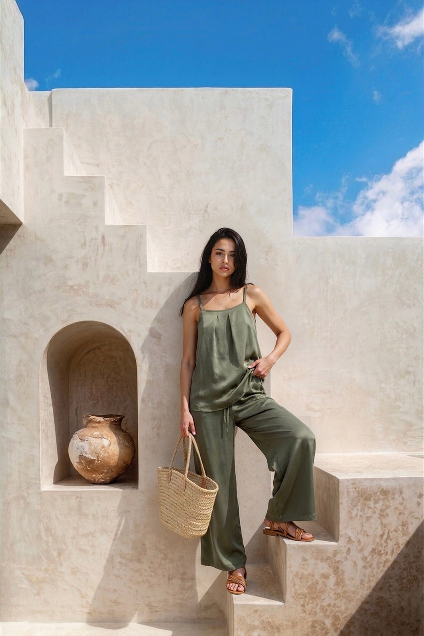 Wholesaler GUAS Collection - Refined light fluid top and pants set