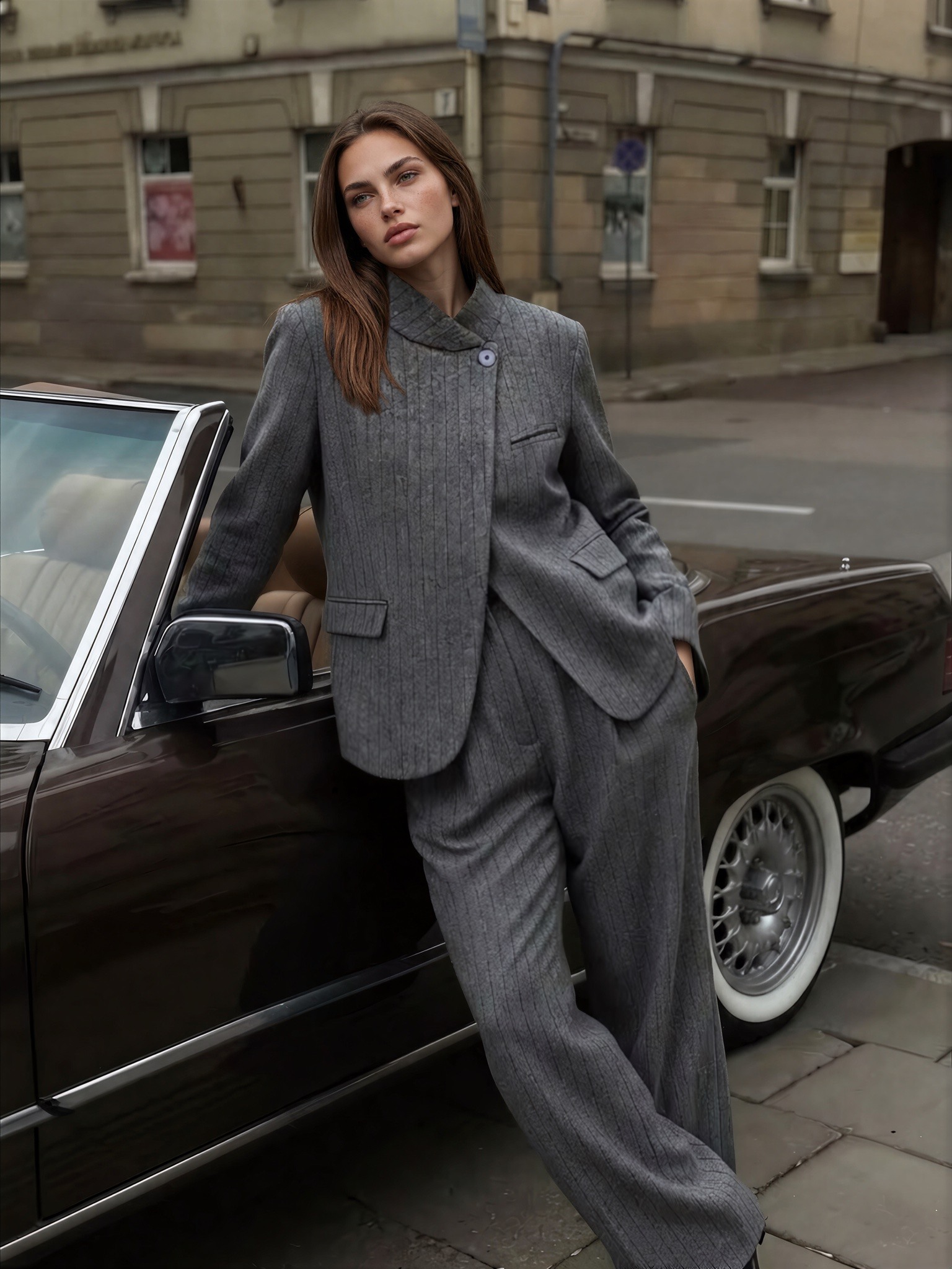 Großhändler GUAS Collection - Doppelreihiges Blazer- und gestreiftes Hosen-Set