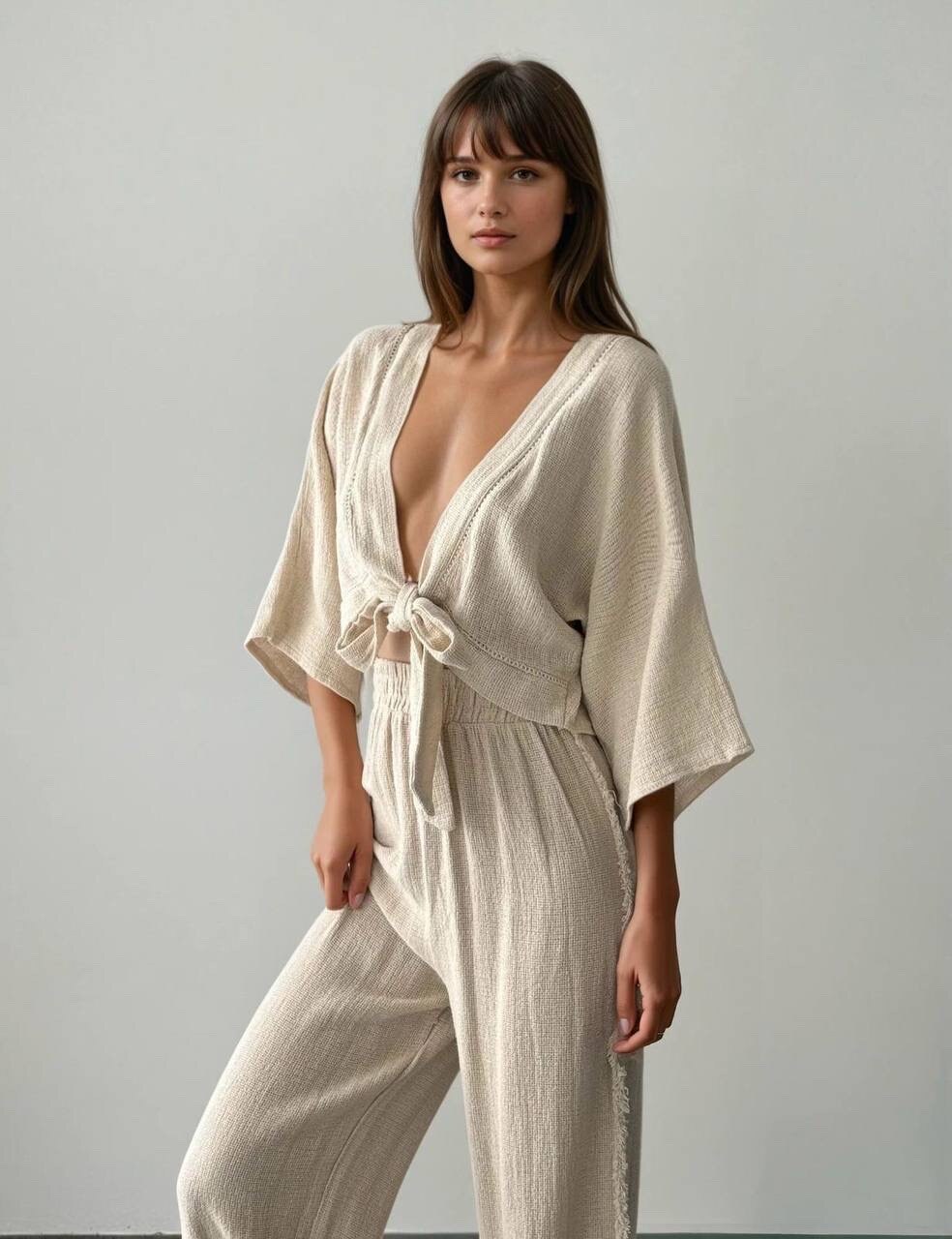Mayorista GUAS Collection - conjunto de kimono y pantalón