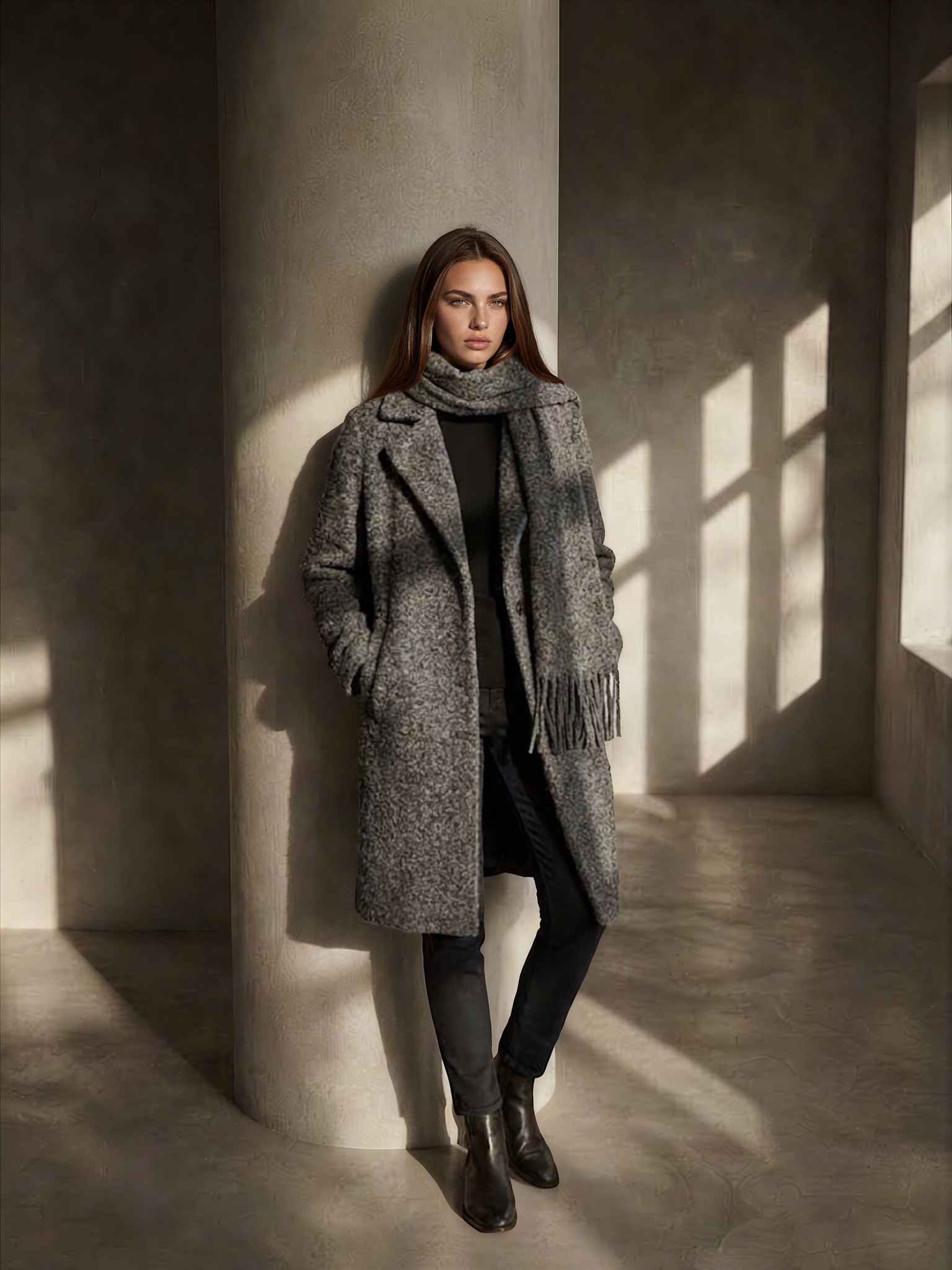 Großhändler GUAS Collection - Lange Mäntel mit Boucléschals