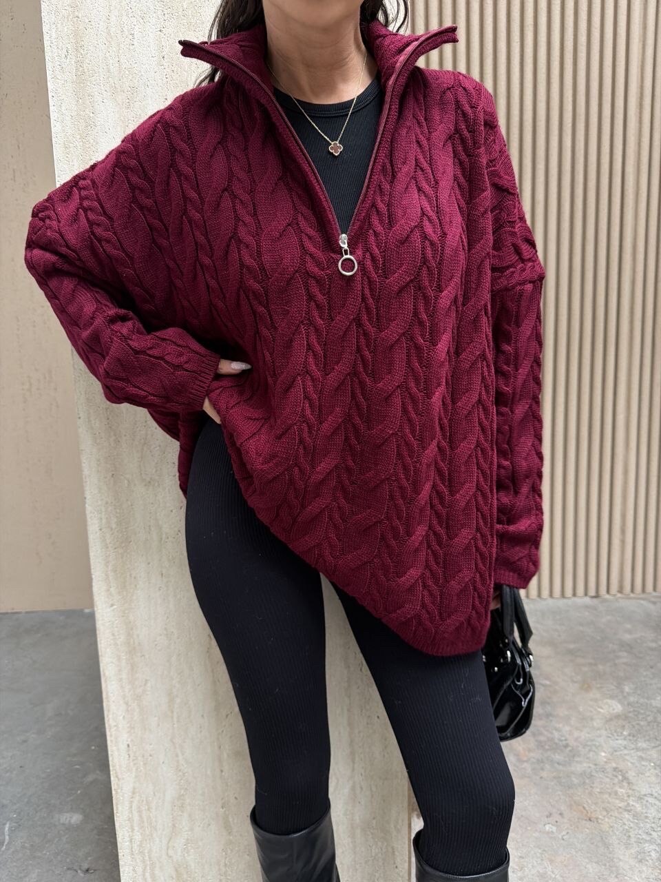 Mayorista GUAS Collection - Jersey de punto grueso trenzado oversize