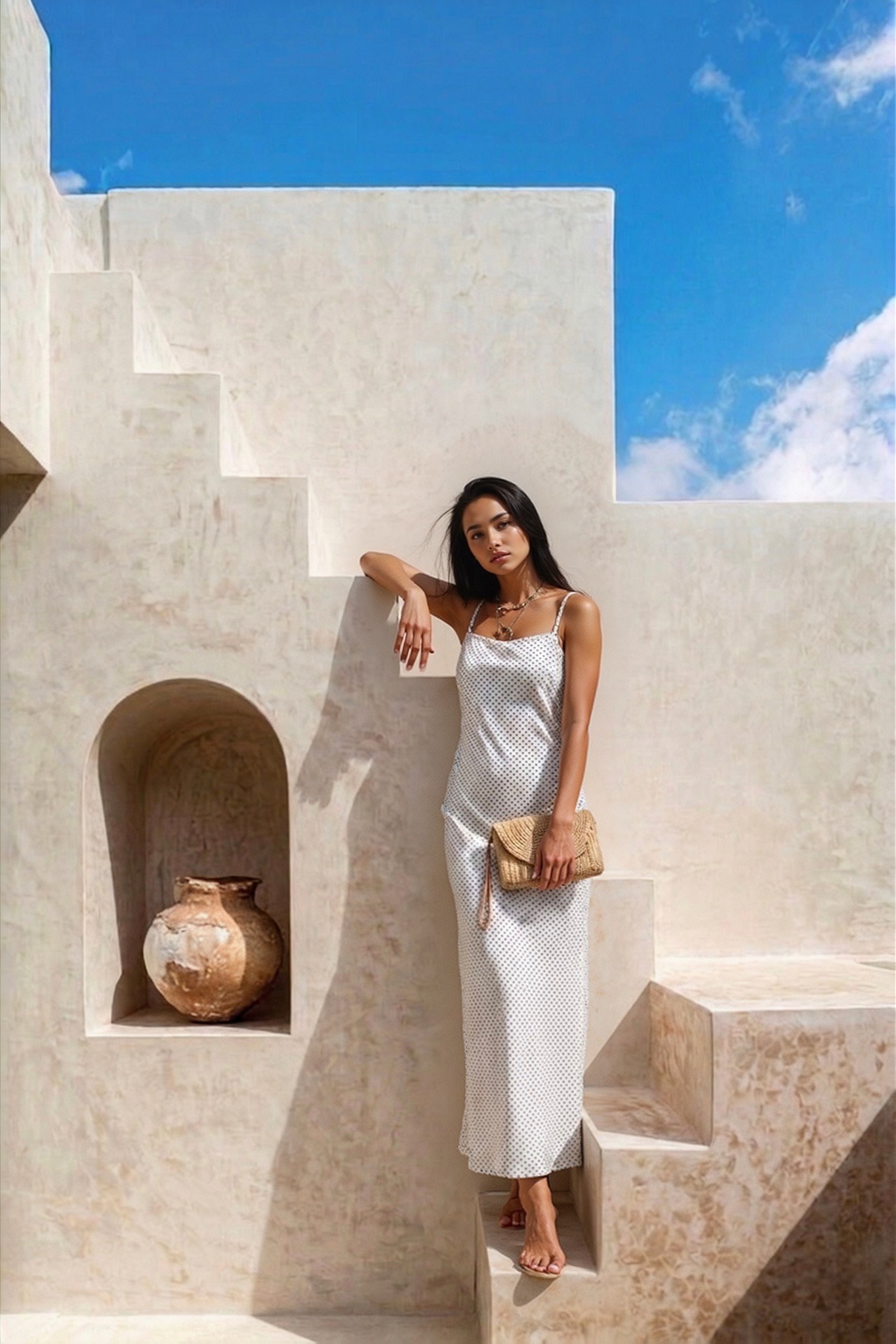 Grossiste GUAS Collection - Robe longue fluide et légère à petits pois