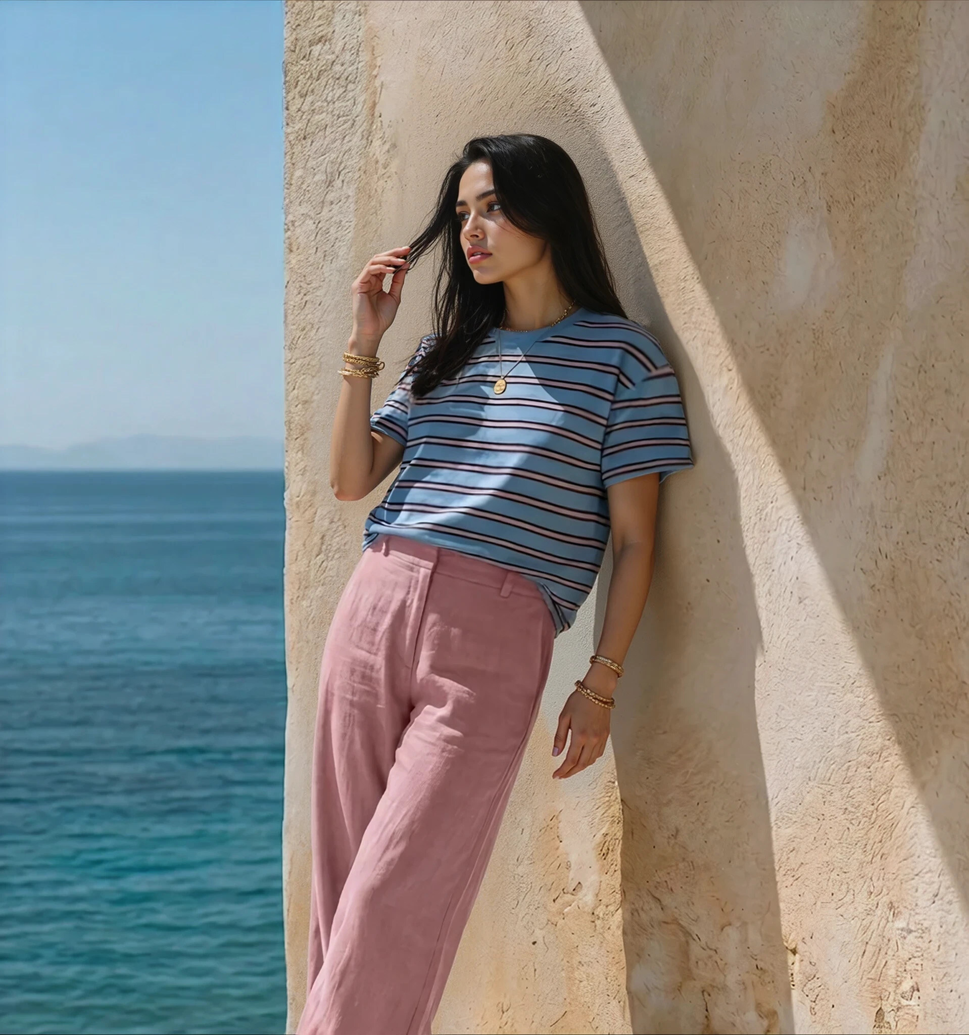 Wholesaler GUAS Collection - Comfortable fit striped t-shirt in casual style