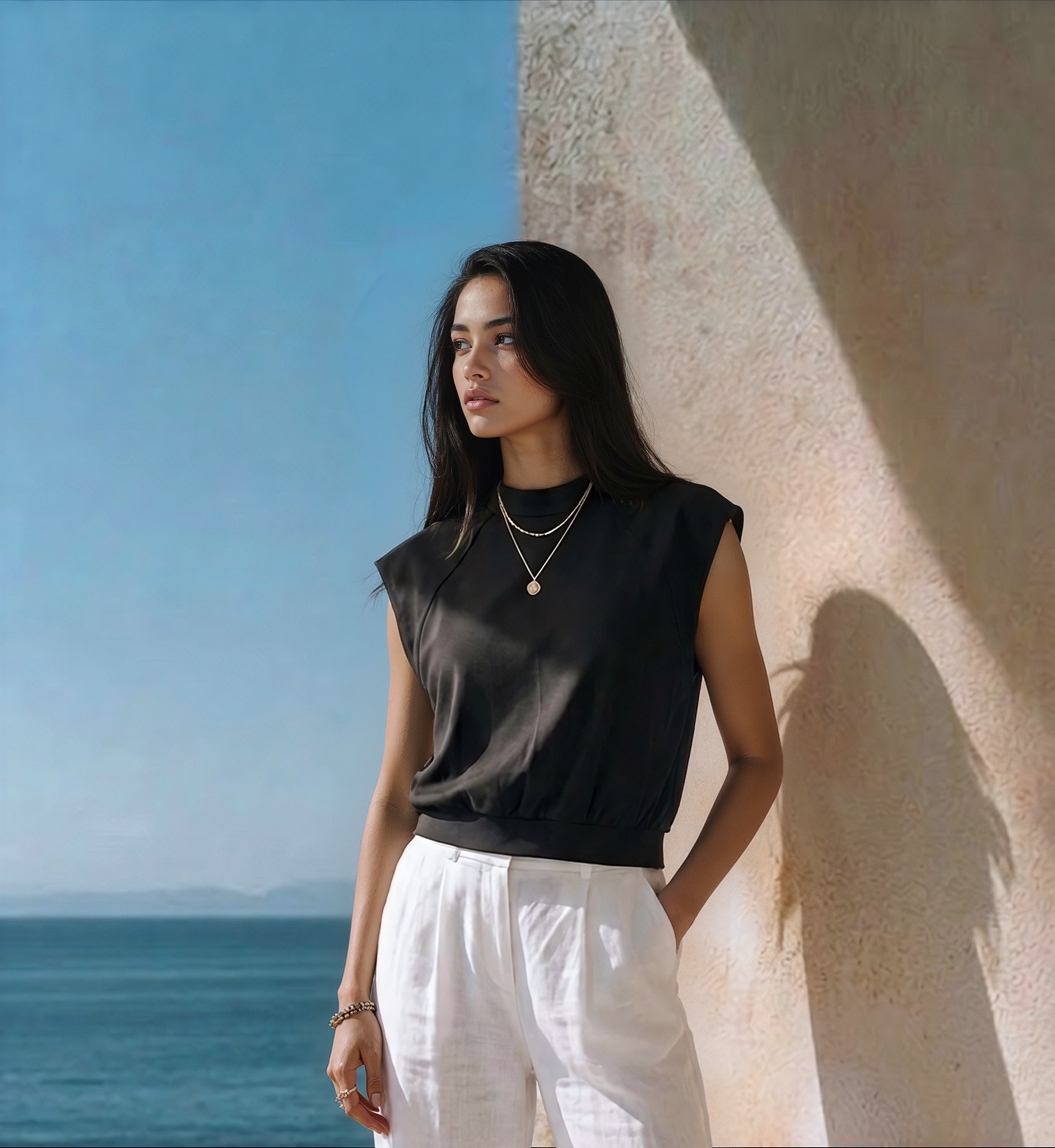 Wholesaler GUAS Collection - Trendy Structured Shoulder Pad T-Shirt