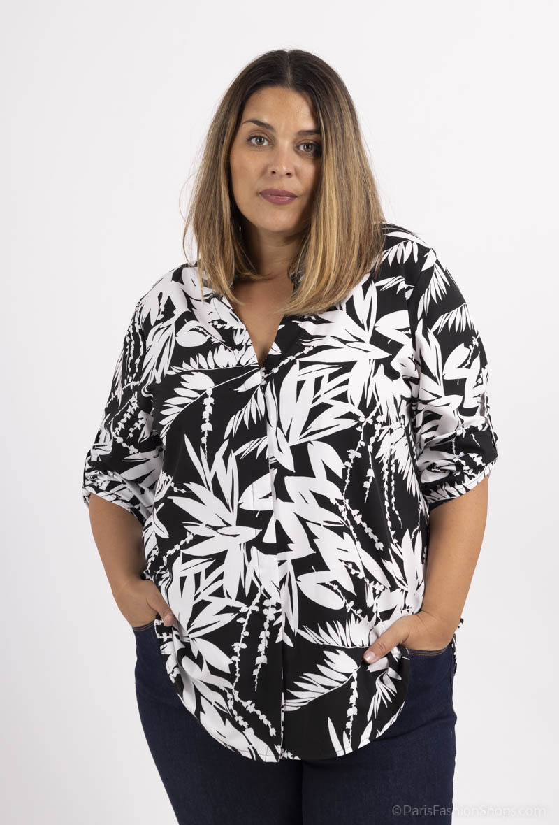 Mayorista H-3 - camisa estampada talla grande con botón oculto