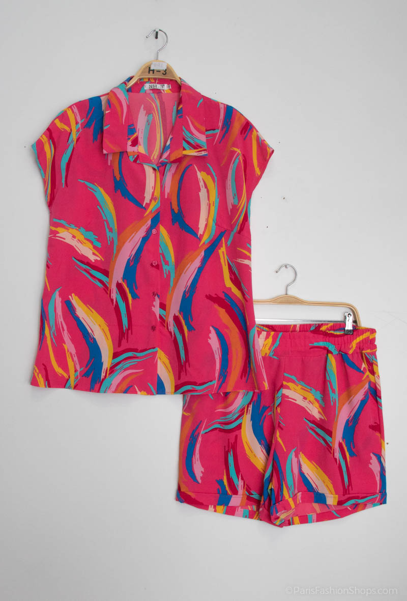 Grossiste H-3 - Tunique Short Ensemble 2 piéces GRANDE TAILLE