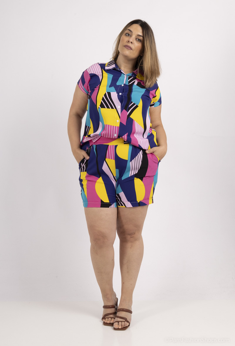 Grossiste H-3 - Tunique Short Ensemble 2 piéces GRANDE TAILLE