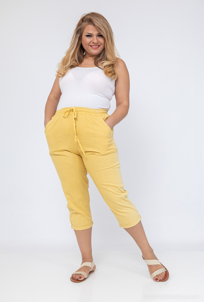 Grossiste H-3 - Pantacourt lin coton GRANDE TAILLE