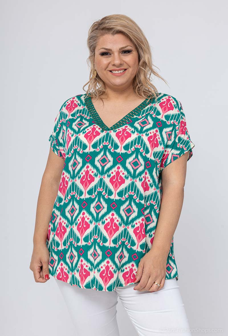 Grossiste H-3 - Tunique  à motif fantaisie GRANDE TAILLE