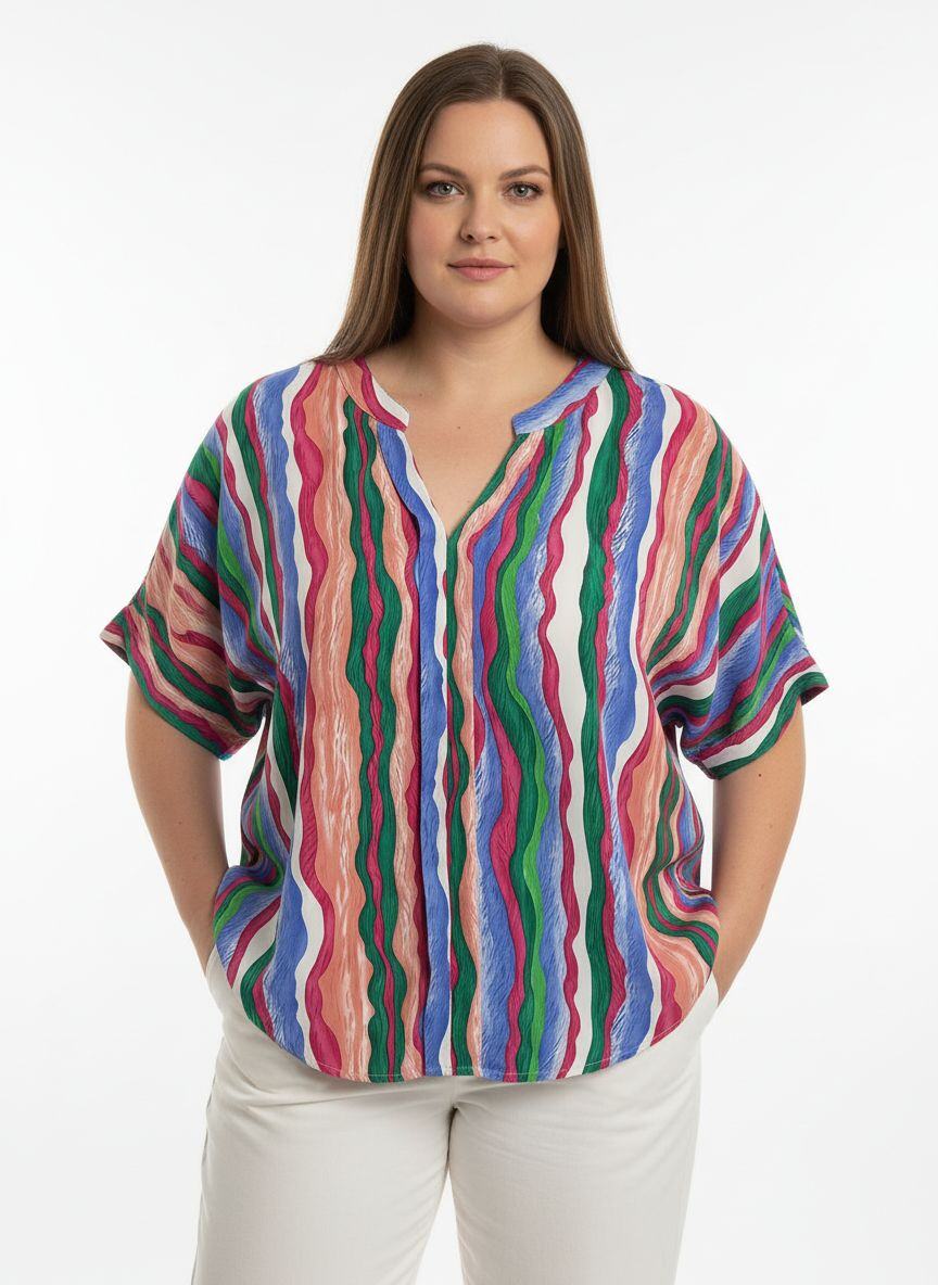 BLOUSE GRANDE TAILLE MOTIFS FANTAISIES
LONGUEUR 78 CM