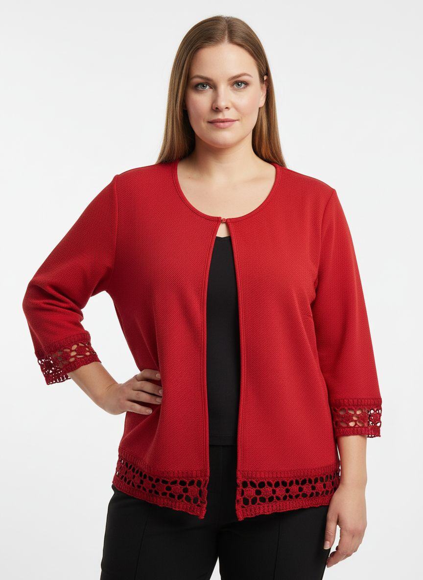 Veste Grande Taille Élégante – Pack de 4 pièces (Tailles 46/48/50/52)
Apportez une touche de style et de sophistication à vos collections avec cette superbe veste grande taille, conçue pour allier confort, modernité et élégance au quotidien.
✔ Design chic et travaillé
Cette veste séduit par ses finitions en dentelle ajourée présentes sur le bas et les manches. Ces détails raffinés apportent une allure féminine et tendance, idéale pour compléter un look habillé ou casual chic.
✔ Coupe flatteuse et confortable
Sa coupe droite et ouverte offre un tombé structuré tout en garantissant une grande liberté de mouvement. Les manches 3/4 apportent une couvrance élégante et s’adaptent parfaitement à toutes les saisons.
✔ Polyvalente et facile à assortir
Portée avec un top simple, un pantalon habillé ou un jean, cette veste sublime instantanément toutes les tenues. Parfaite pour le bureau, les sorties, les événements ou les looks du quotidien.
✔ Pack professionnel de 4 tailles
Vendu en pack contenant les tailles 46, 48, 50 et 52.
⸻
Caractéristiques :
• Style : veste ouverte sans fermeture
• Détails : dentelle ajourée sur les manches et le bas
• Manches : 3/4
• Coupe : droite et confortable
• Tailles du pack : 46 / 48 / 50 / 52 (4 pièces)
• Matière : maille douce, souple et agréable
⸻
Une pièce incontournable pour offrir un look raffiné, moderne et féminin à toutes les silhouettes grande taille !