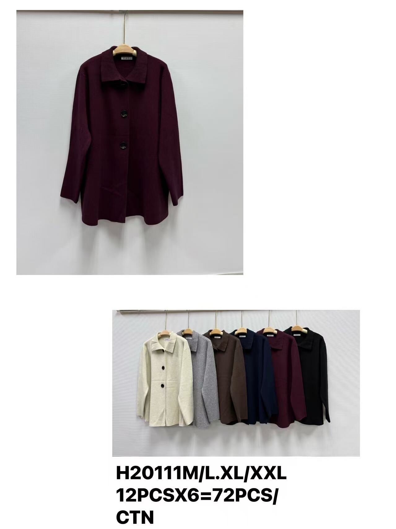 Grossista H & L - Cardigan con colletto a camicia