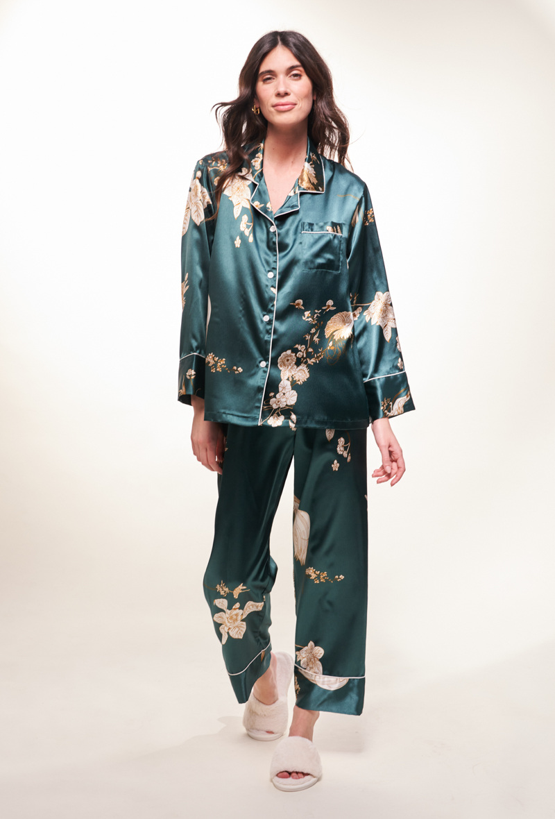 2-Piece Long Sleeve Satin Pajama Set