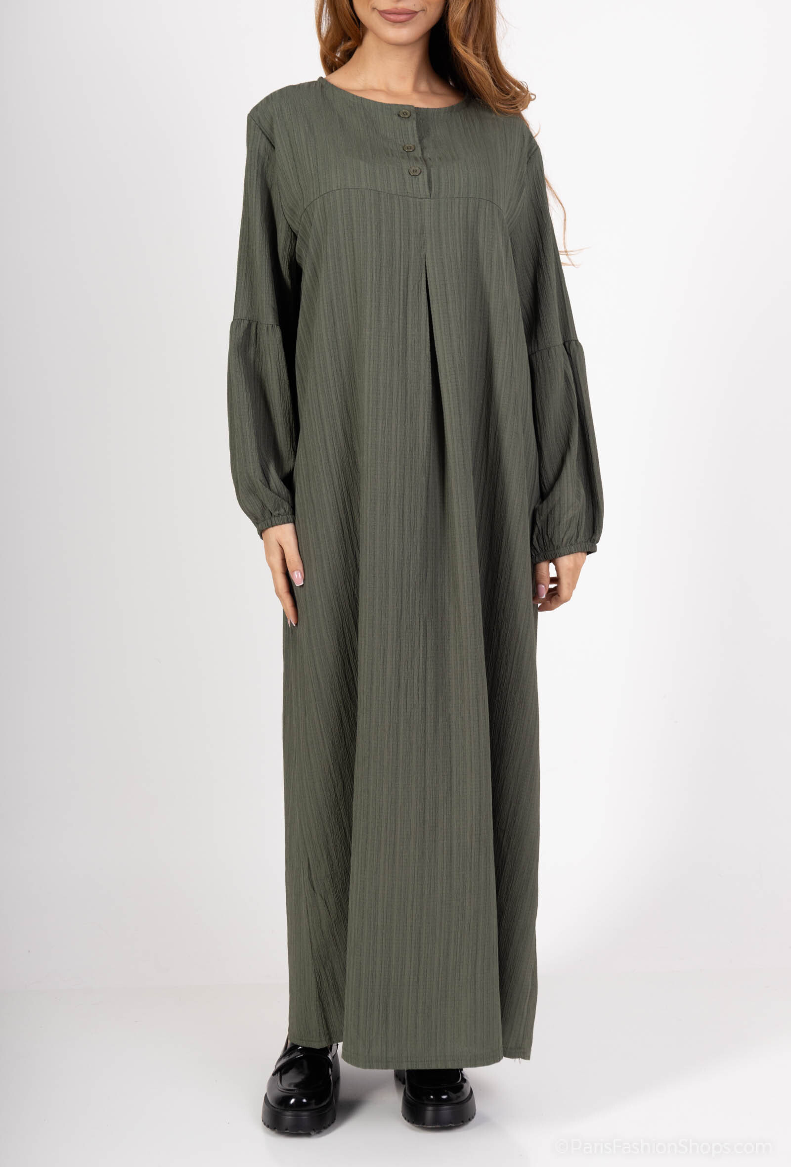 Großhändler H.STYLE - 3 Knöpfe Kleid mit geschwollenem Griff