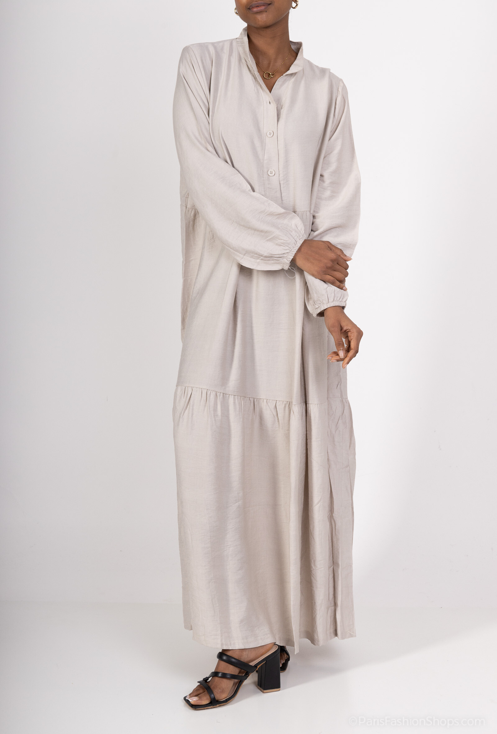 Großhändler H.STYLE - Maxi Flared Kleid mit 4 Knöpfen