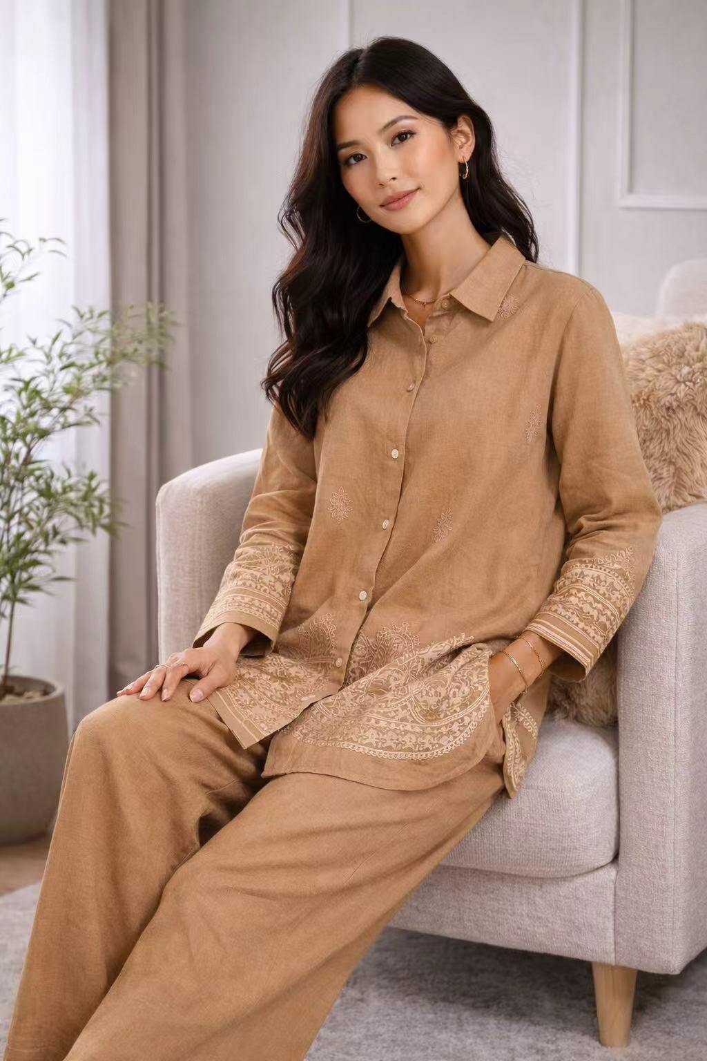 Mayorista H.STYLE - Conjunto bordado de 2 piezas