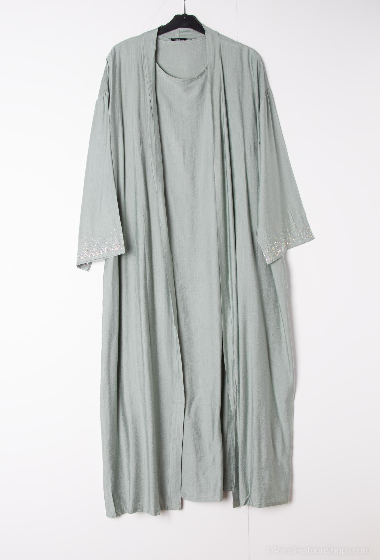 Mayorista H.STYLE - Juego de fluido y un vestido sin mangas con perlas con mangas