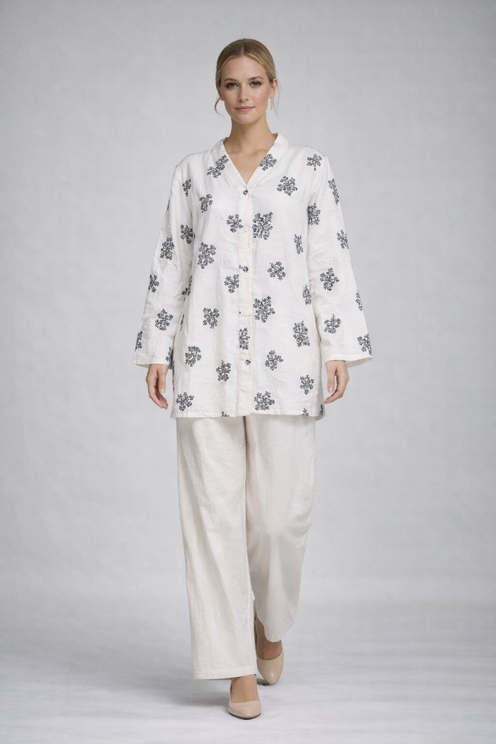 Grossiste H.STYLE - Ensemble tunique + pantalon imprimé fleurs – ZF25252-2