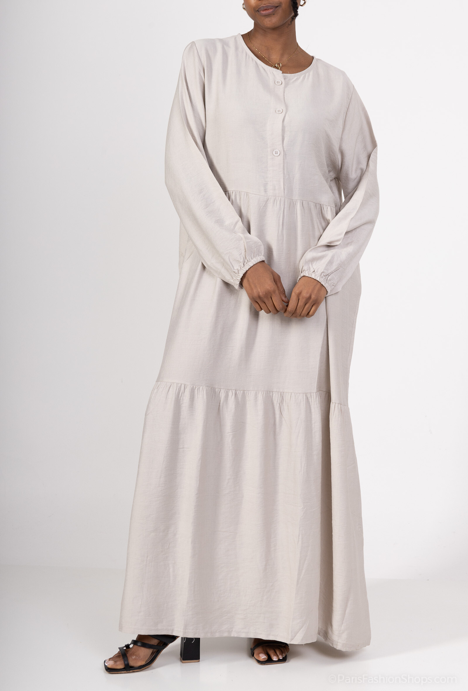 Grossiste H.STYLE - Robe Longue Boutonnée en Coton – Élégance Décontractée