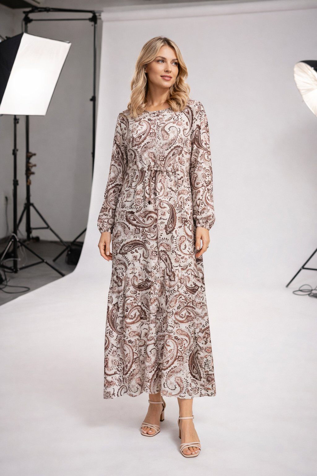 Mayorista H.STYLE - Vestido largo estampado paisley con cinturón – XW2408-2