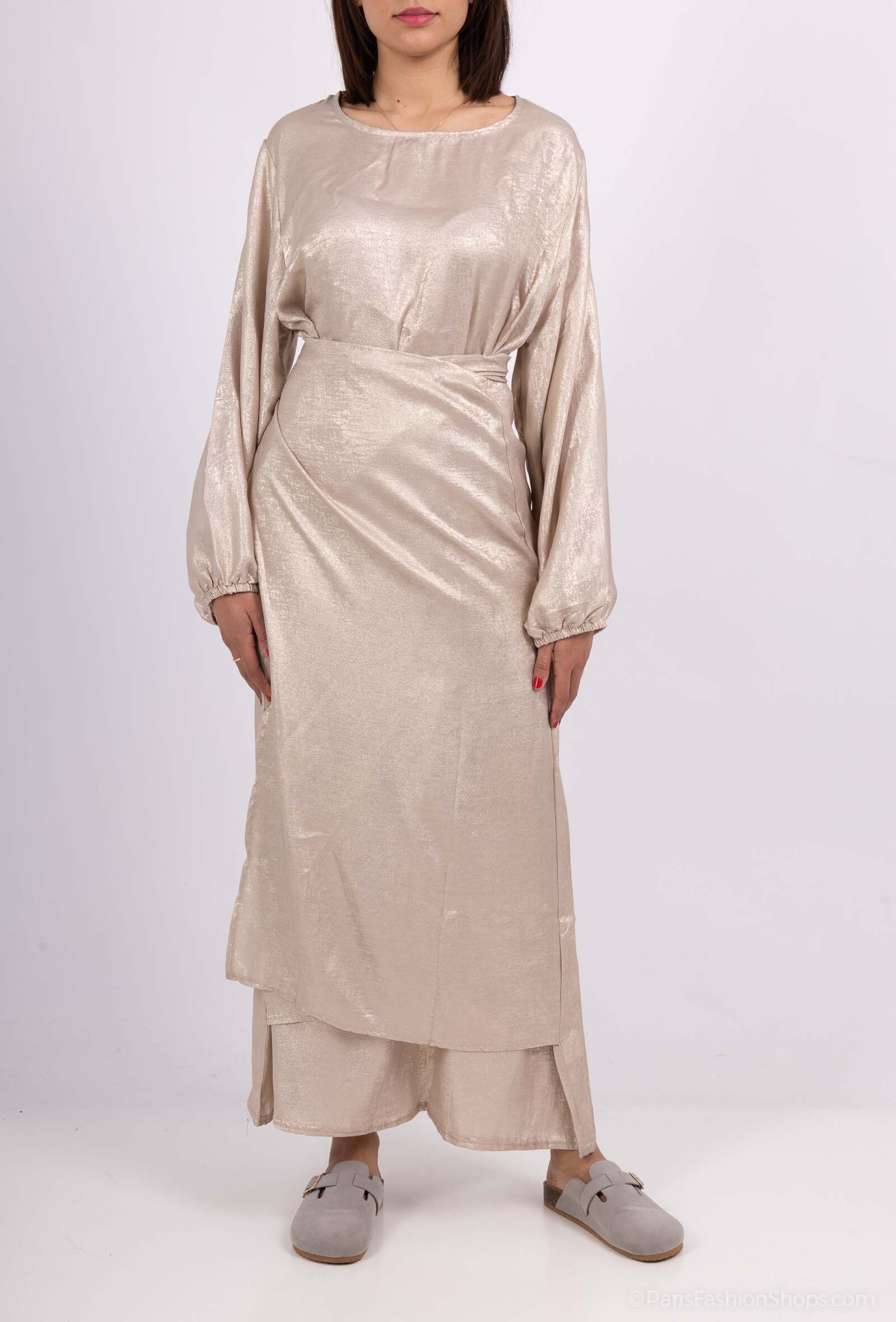 Grossista H.STYLE - Eleganza in metallo a lungo drappeggio