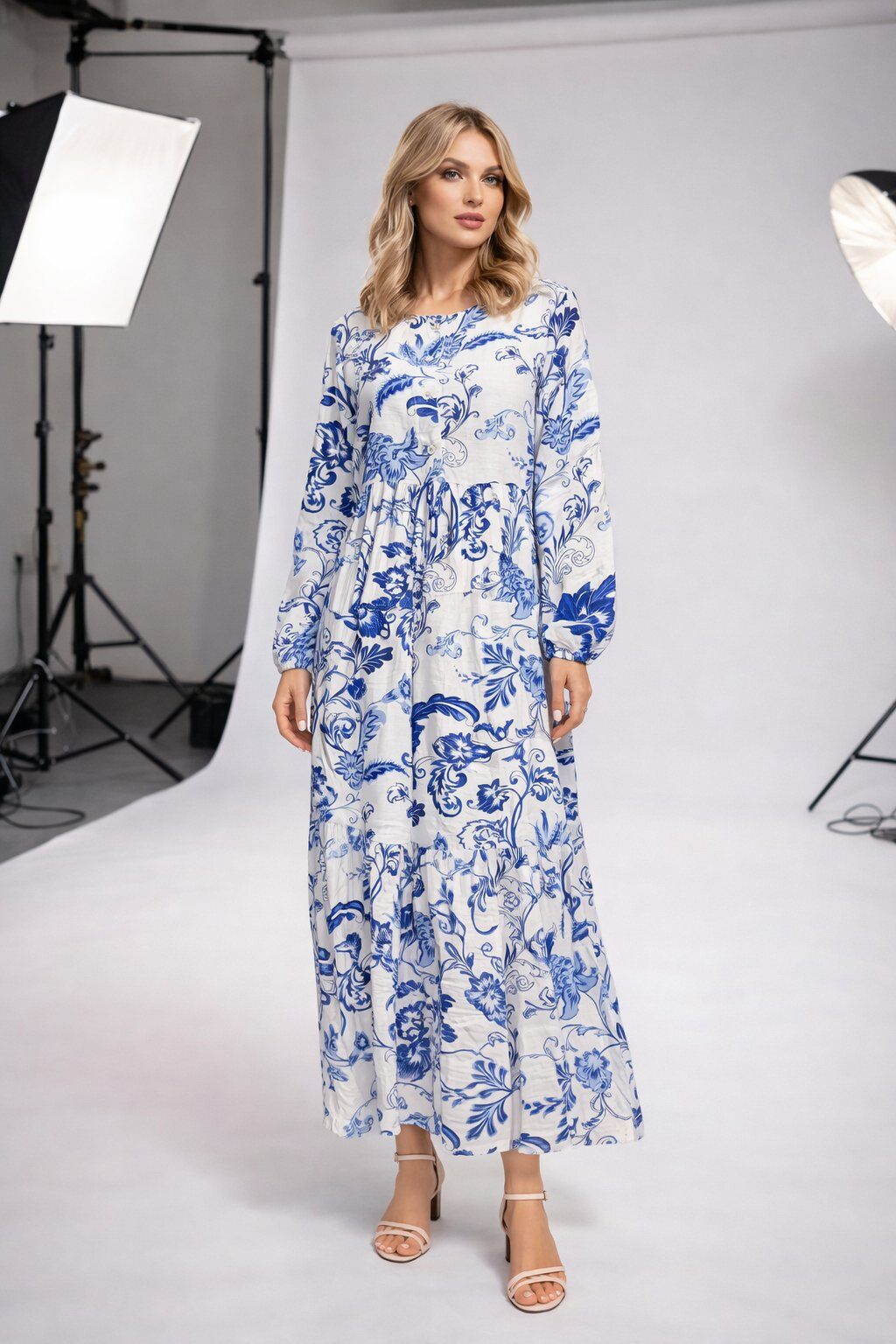 Mayorista H.STYLE - Vestido largo con estampado floral arabesco – XW2408-1