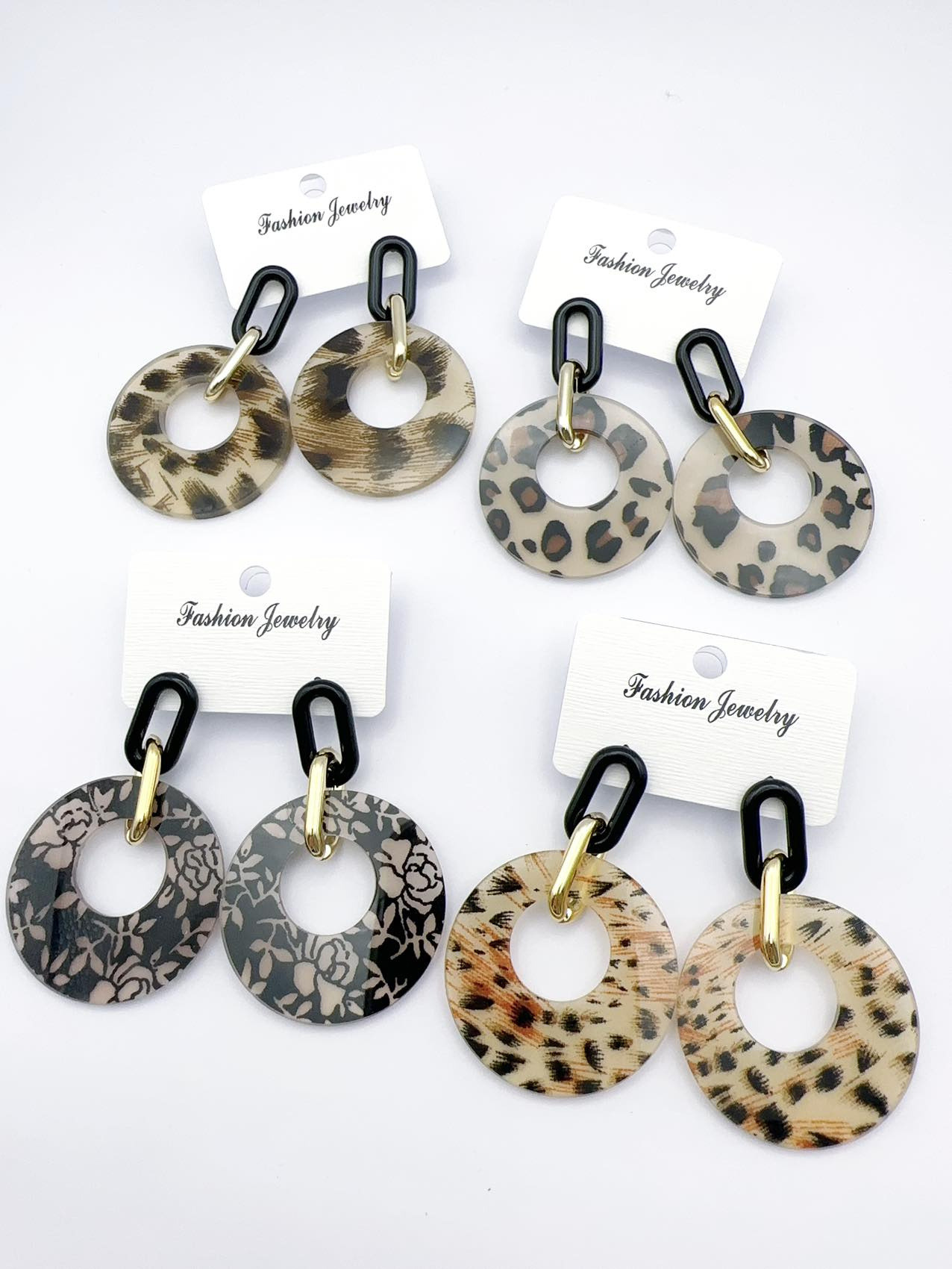 Mayorista H&T Bijoux - Pendientes acrílicos leopardo