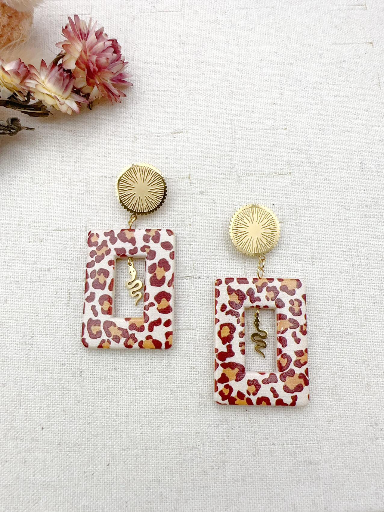 Wholesaler H&T Bijoux - Leopard acrylic earrings