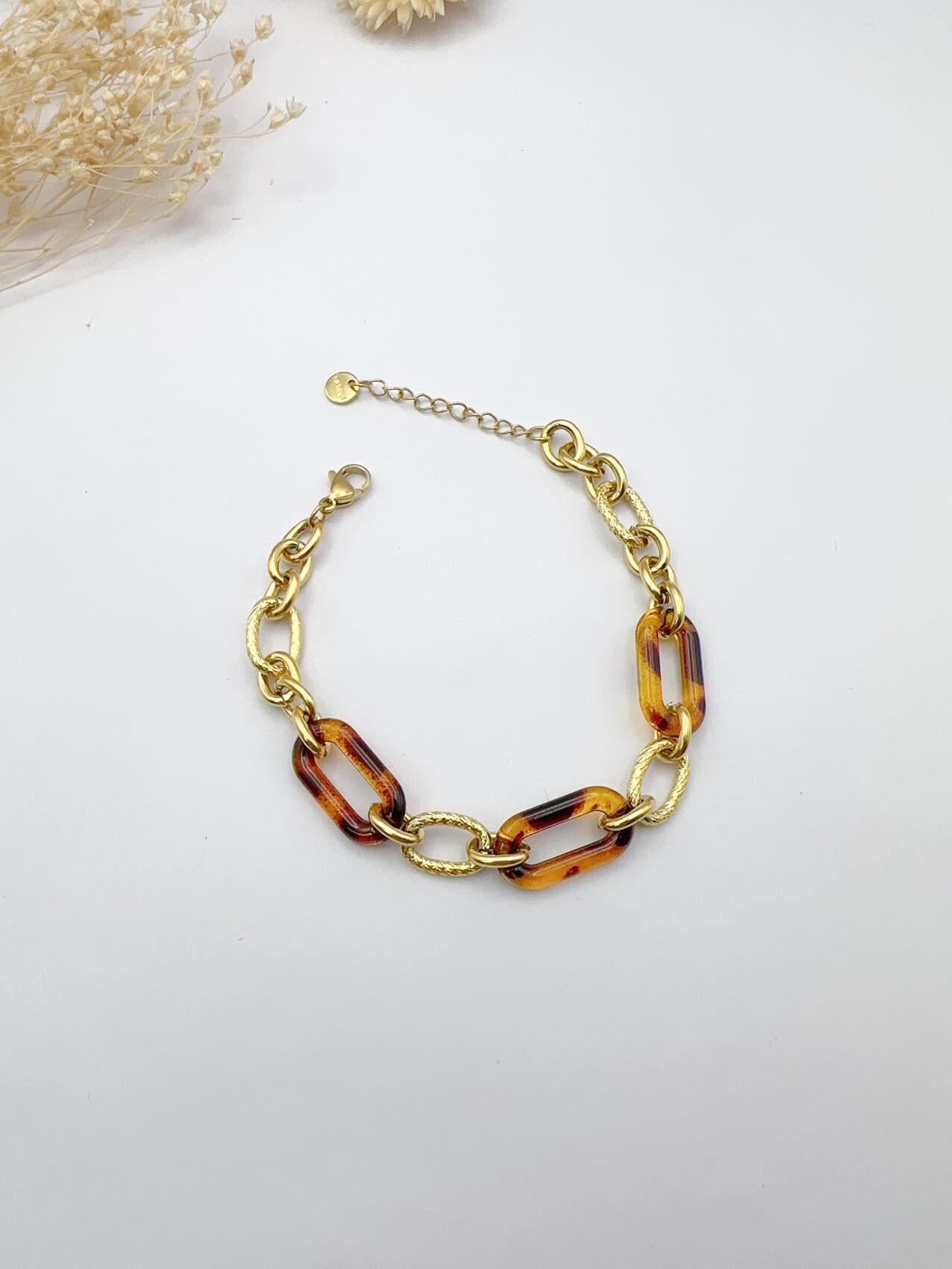 Mayorista H&T Bijoux - Pulsera de leopardo de acero y resina.