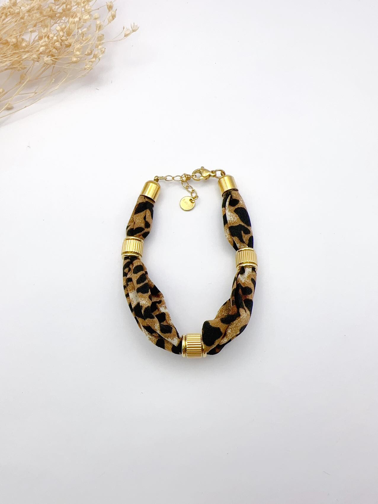 Wholesaler H&T Bijoux - Stainless steel and leopard print bracelet.