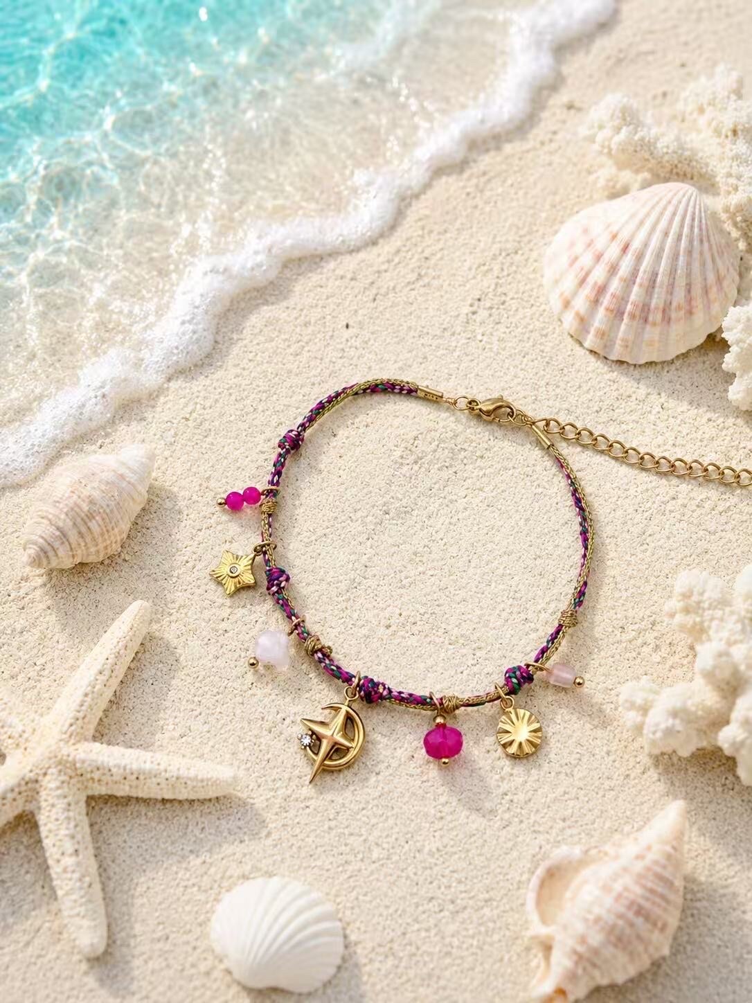Großhändler H&T Bijoux - Buntes Kordelarmband aus Edelstahl