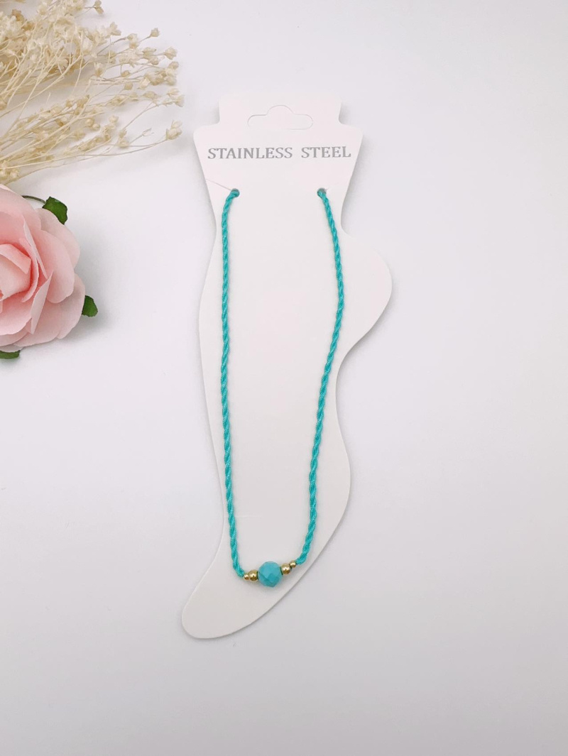 Wholesaler H&T Bijoux - Adjustable string anklet with a stone.