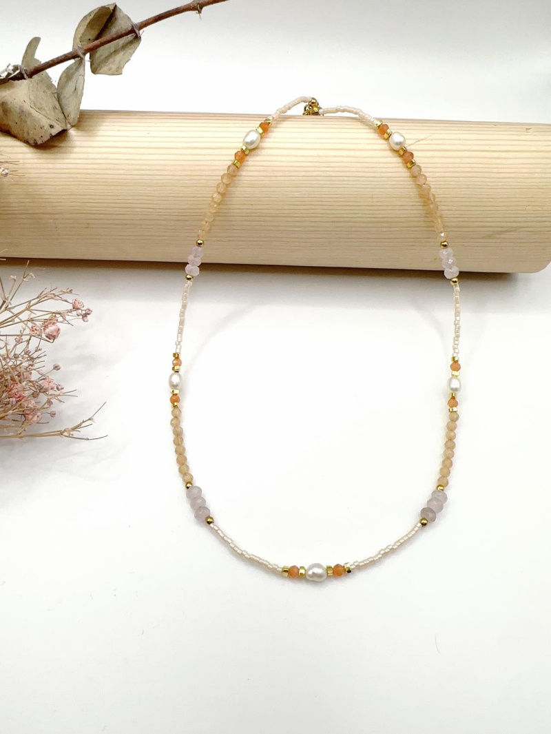 Mayorista H&T Bijoux - Collar de acero y piedras.