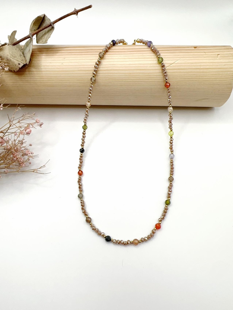 Mayorista H&T Bijoux - Collar de acero y piedras.
