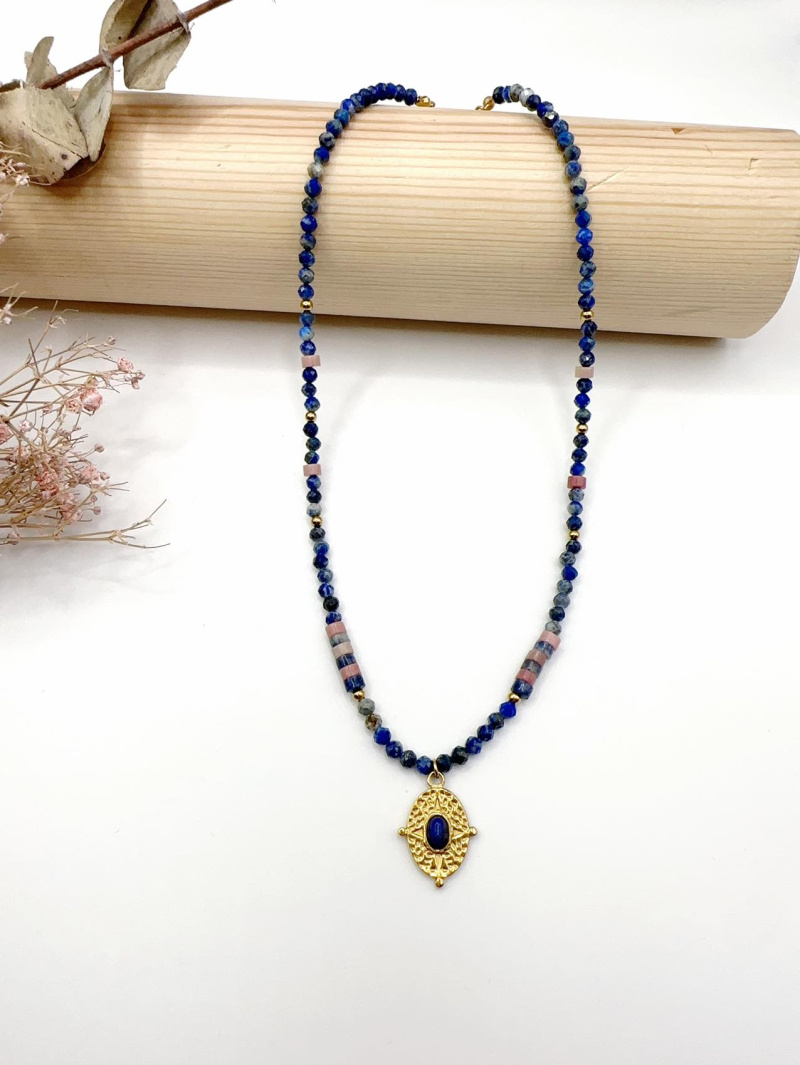 Mayorista H&T Bijoux - Collar de acero y piedras.